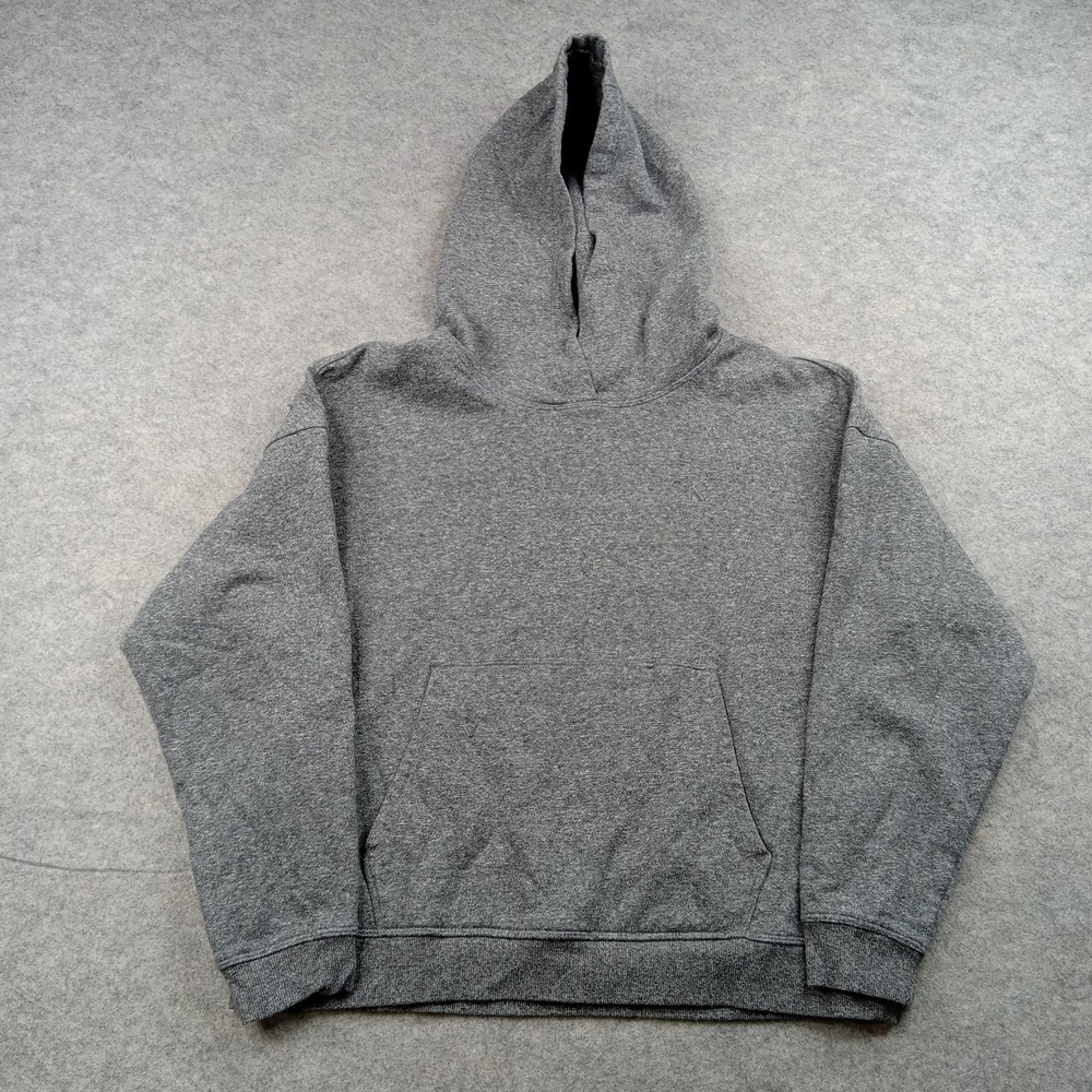Calvin Klein Hoodie‎ Mens Small Gray Fleece Pullover Sweatshirt Kangaroo Pocket